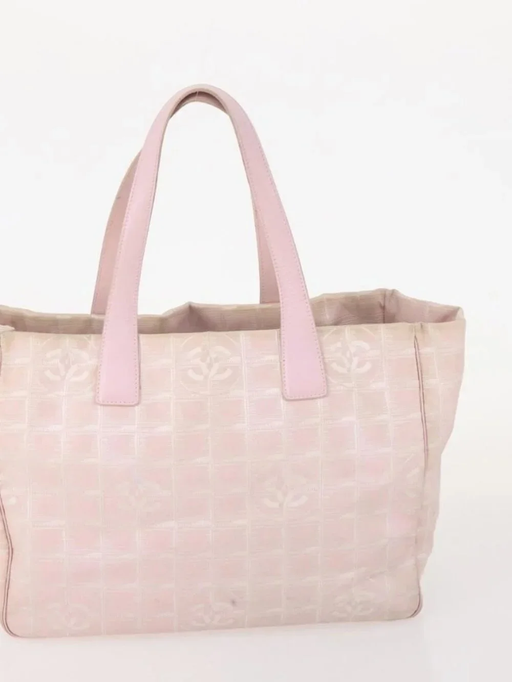 CHANEL New Travel Line Tote Bag Nylon 3 Set Pink Black CC Auth ti3919